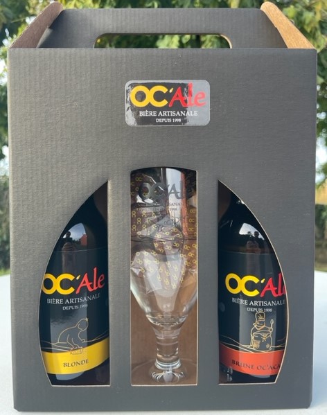 Coffret 2 bouteilles 33cl, Chocolats et verre