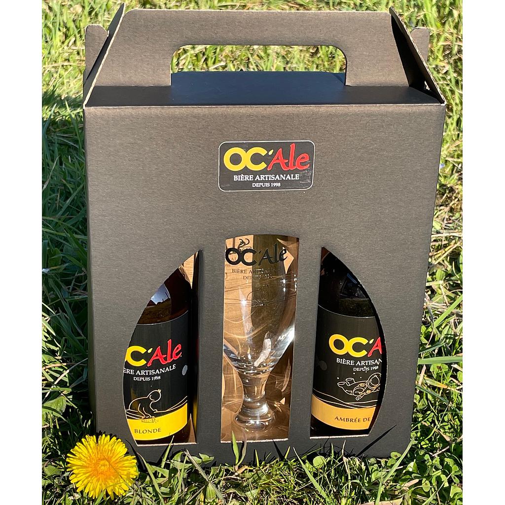 Coffret 2 bouteilles 33cl et verre